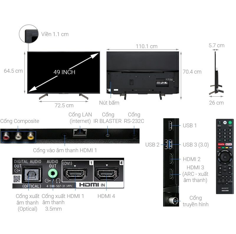 Tivi Sony 4K 49 inch KD-49X8000G