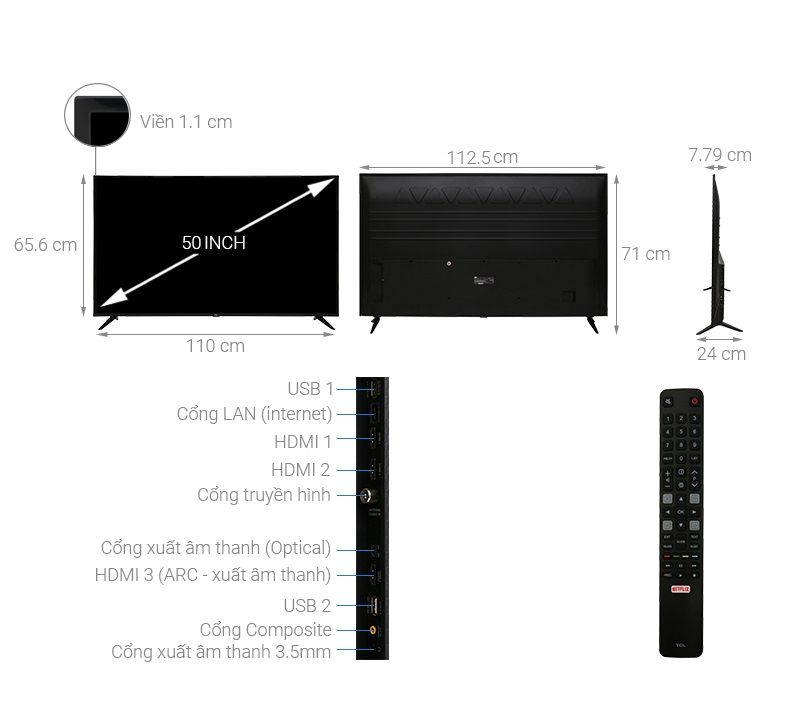 Tivi TCL 4K 50 inch L50P65-UF