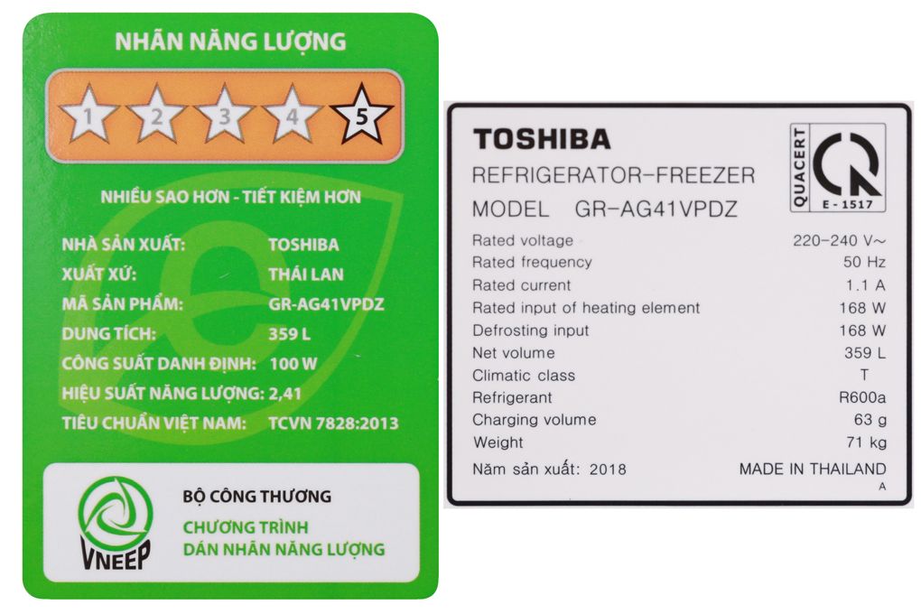 Tủ lạnh Toshiba Inverter 359 lít GR-AG41VPDZ XK