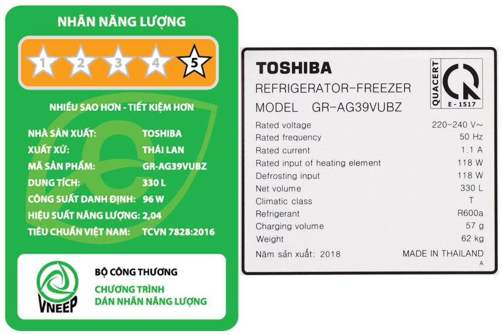 Tủ lạnh Toshiba Inverter 330 lít GR-AG39VUBZ XK1