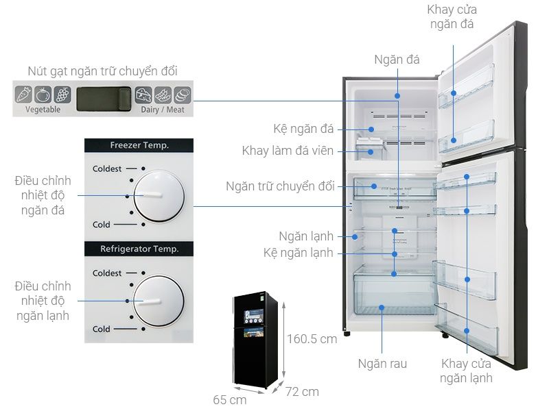 Tủ lạnh Hitachi Inverter 339 lít R-FG450PGV8 GBW