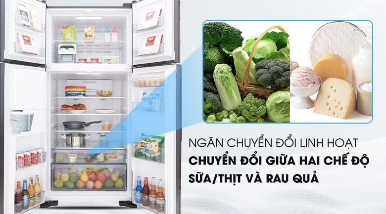 Tủ lạnh Hitachi Inverter 540 lít Multi Door R-FW690PGV7 GBK