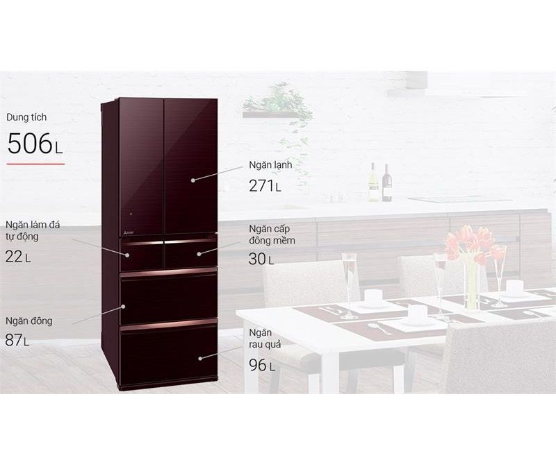 Tủ lạnh Mitsubishi Electric 506L MR-WX52D-BR/F