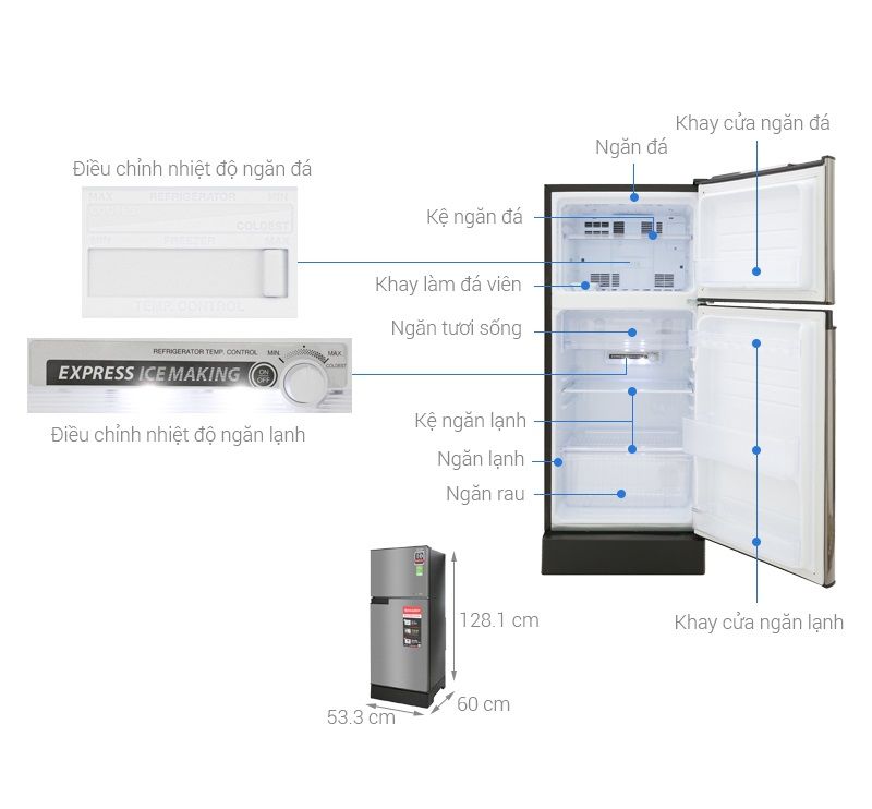 Tủ lạnh Sharp Inverter 165L SJ-X176E-SL