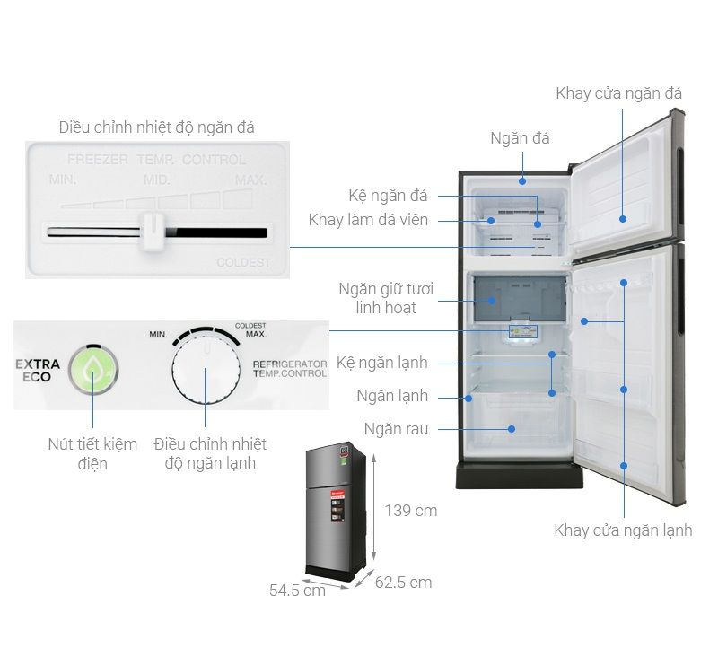 Tủ lạnh Sharp Inverter 196L SJ-X201E-DS