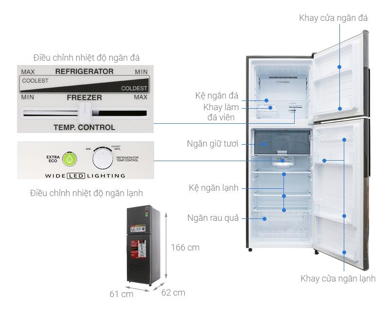 Tủ lạnh Sharp Inverter 287L SJ-X316E-DS