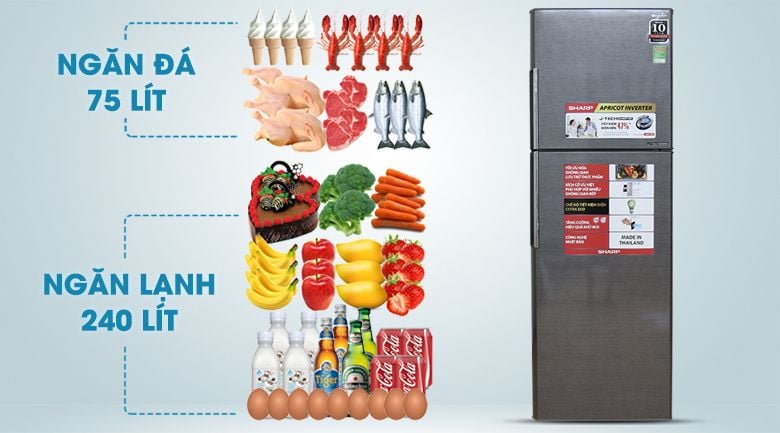 Tủ lạnh Sharp Inverter 315L SJ-X346E-DS