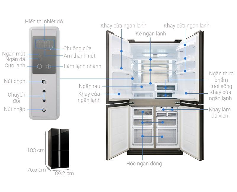 Tủ lạnh Sharp Inverter 678L SJ-FX688VG-BK