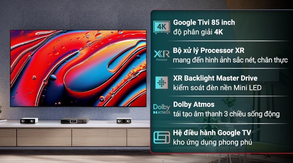 Google Tivi QLED Mini LED Sony 4K 85 inch K-85XR90