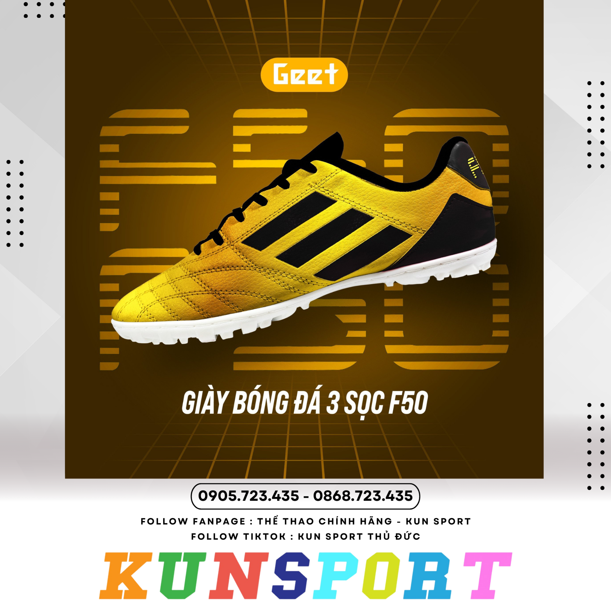  Giày đá banh 3 Sọc GEET_F50 