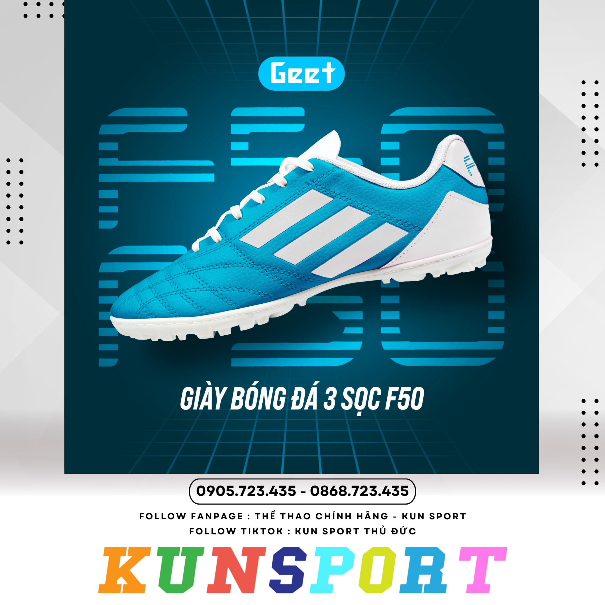  Giày đá banh 3 Sọc GEET_F50 