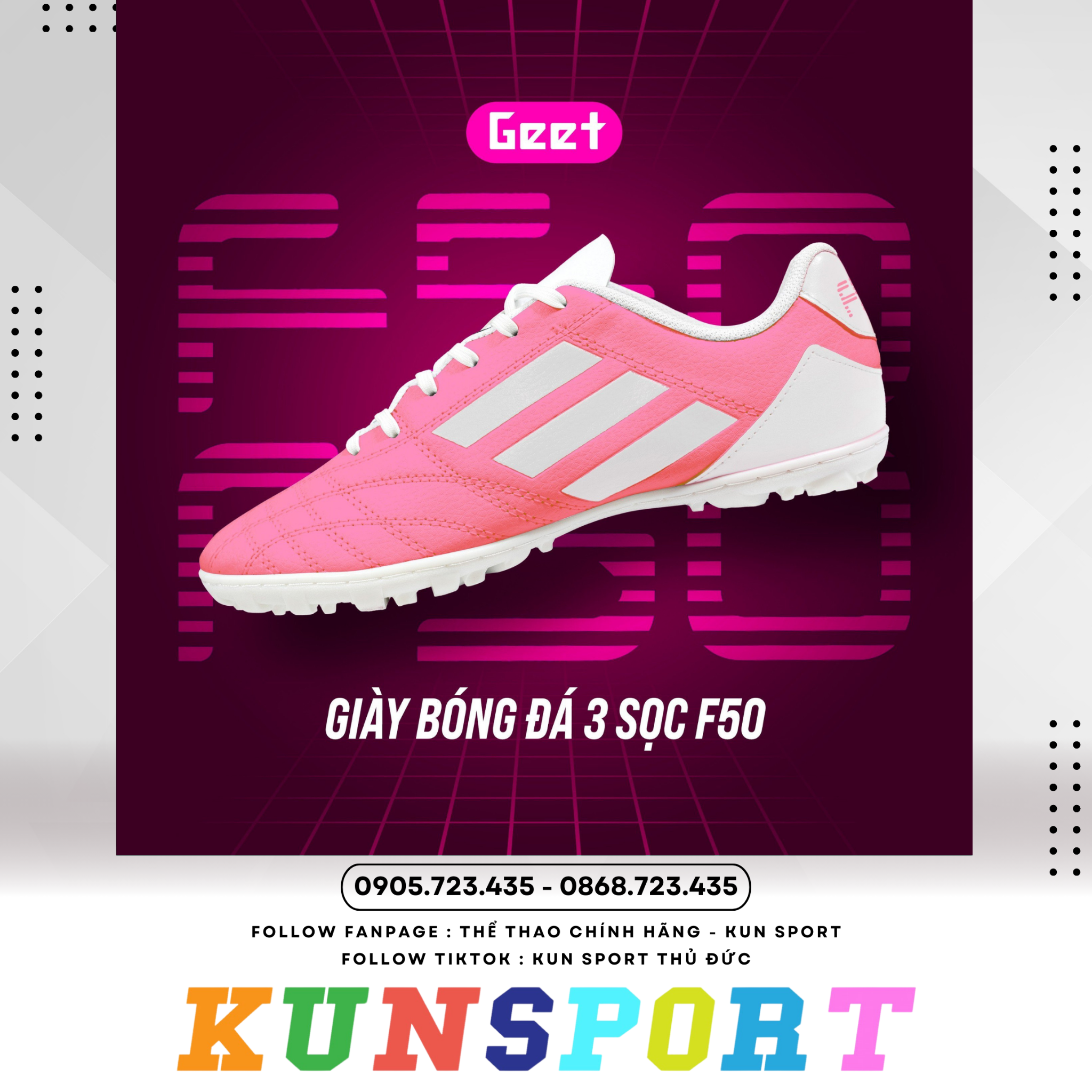  Giày đá banh 3 Sọc GEET_F50 