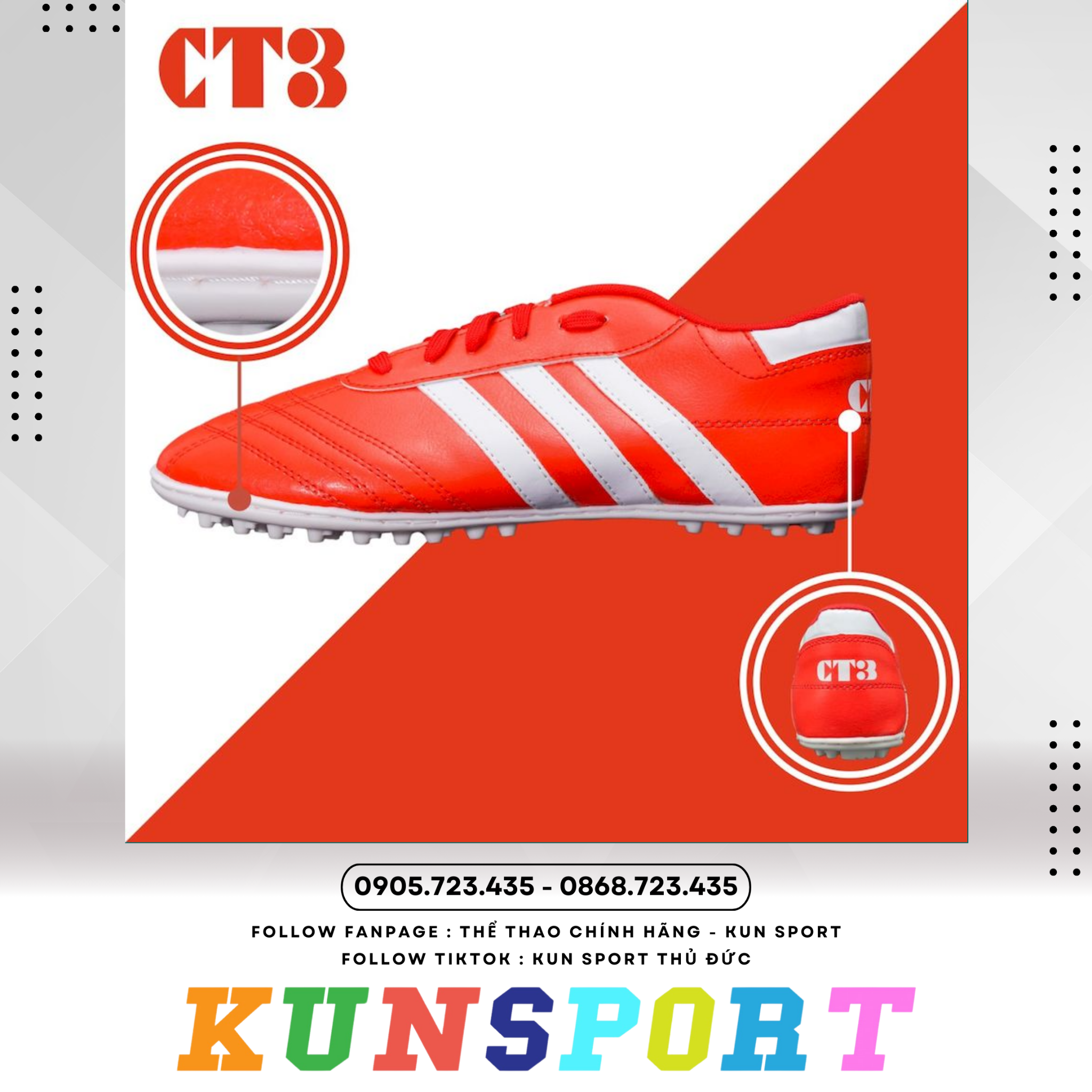  Giày đá banh 3 Sọc CT3 Size_nhỏ 
