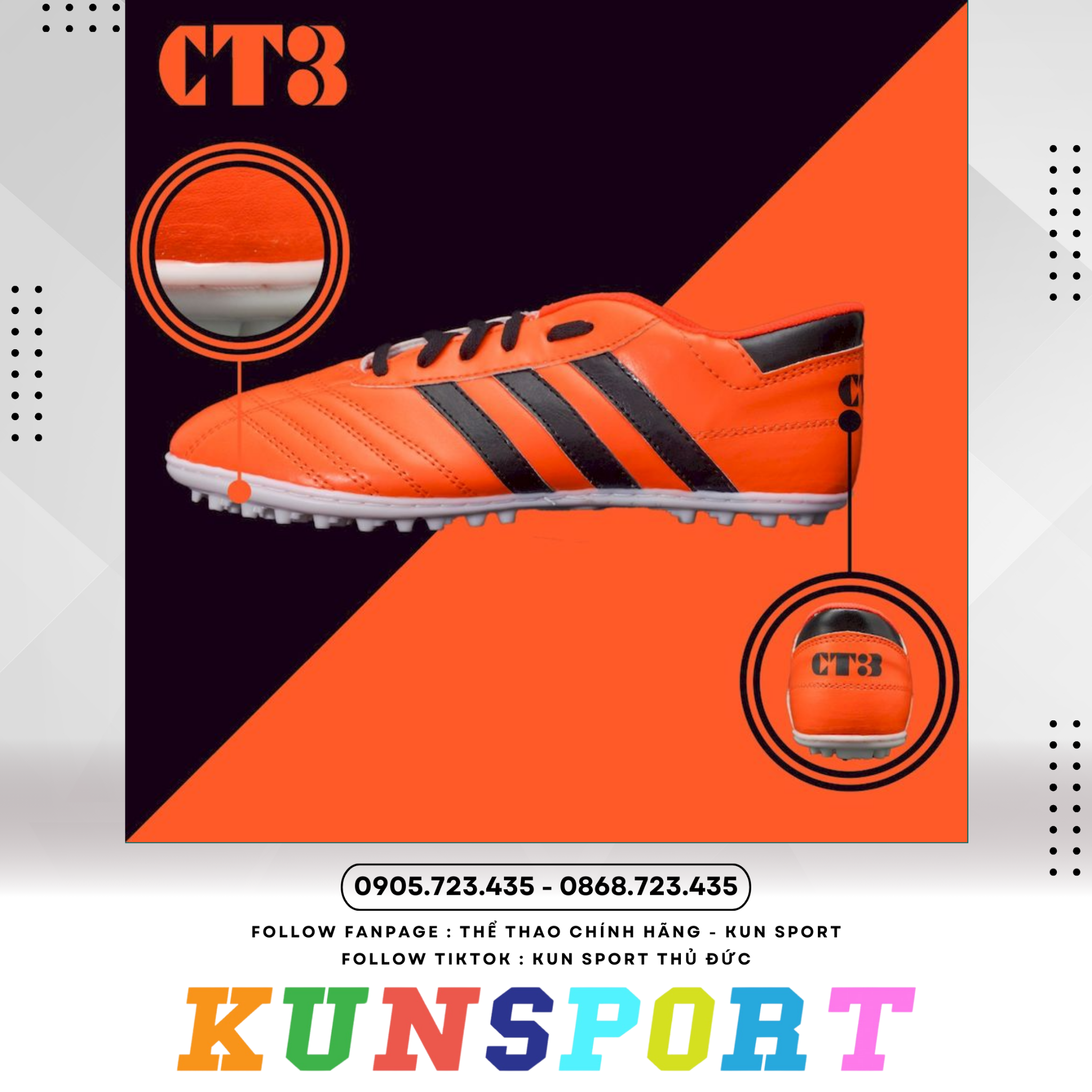  Giày đá banh 3 Sọc CT3 Size_nhỏ 