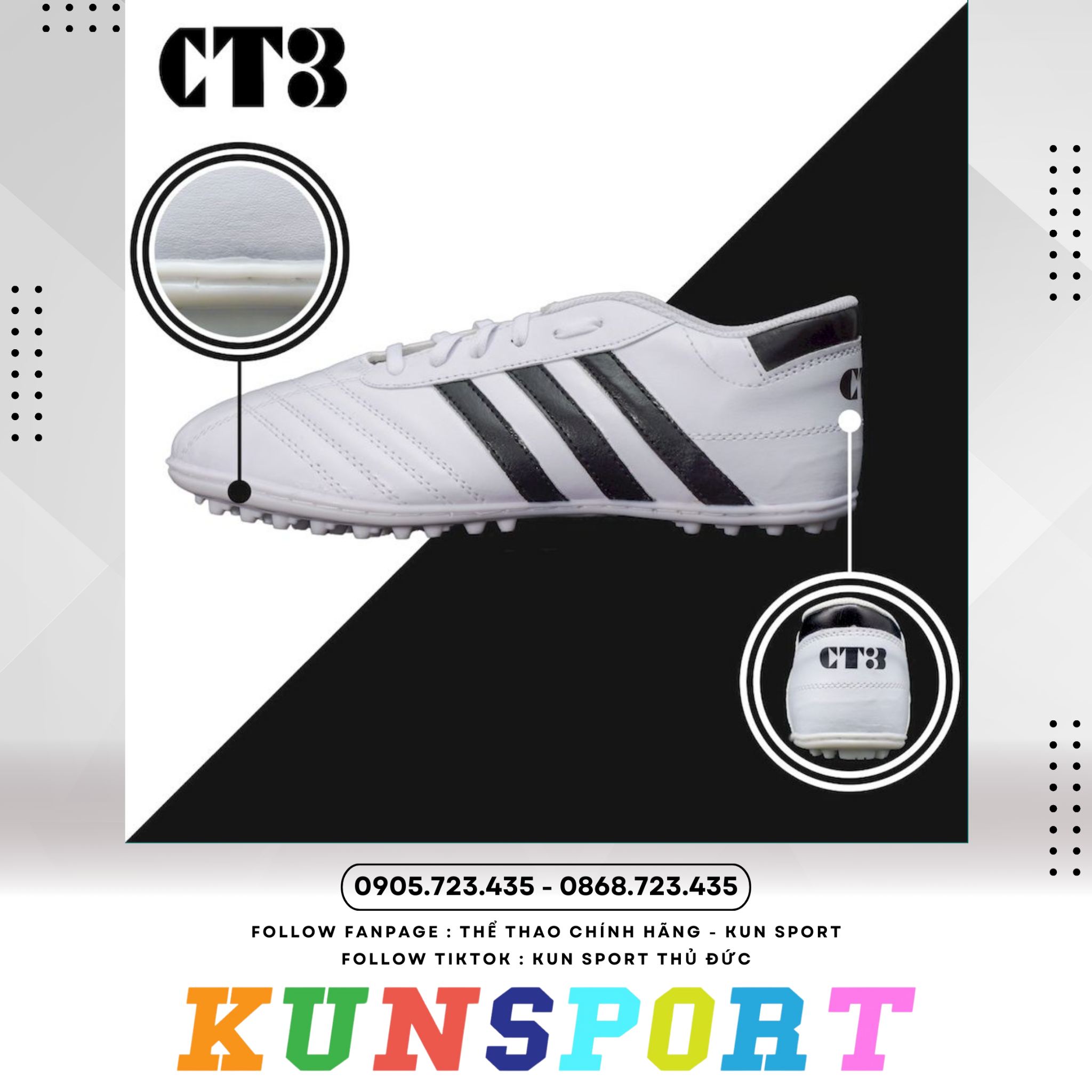  Giày đá banh 3 Sọc CT3 Size_nhỏ 