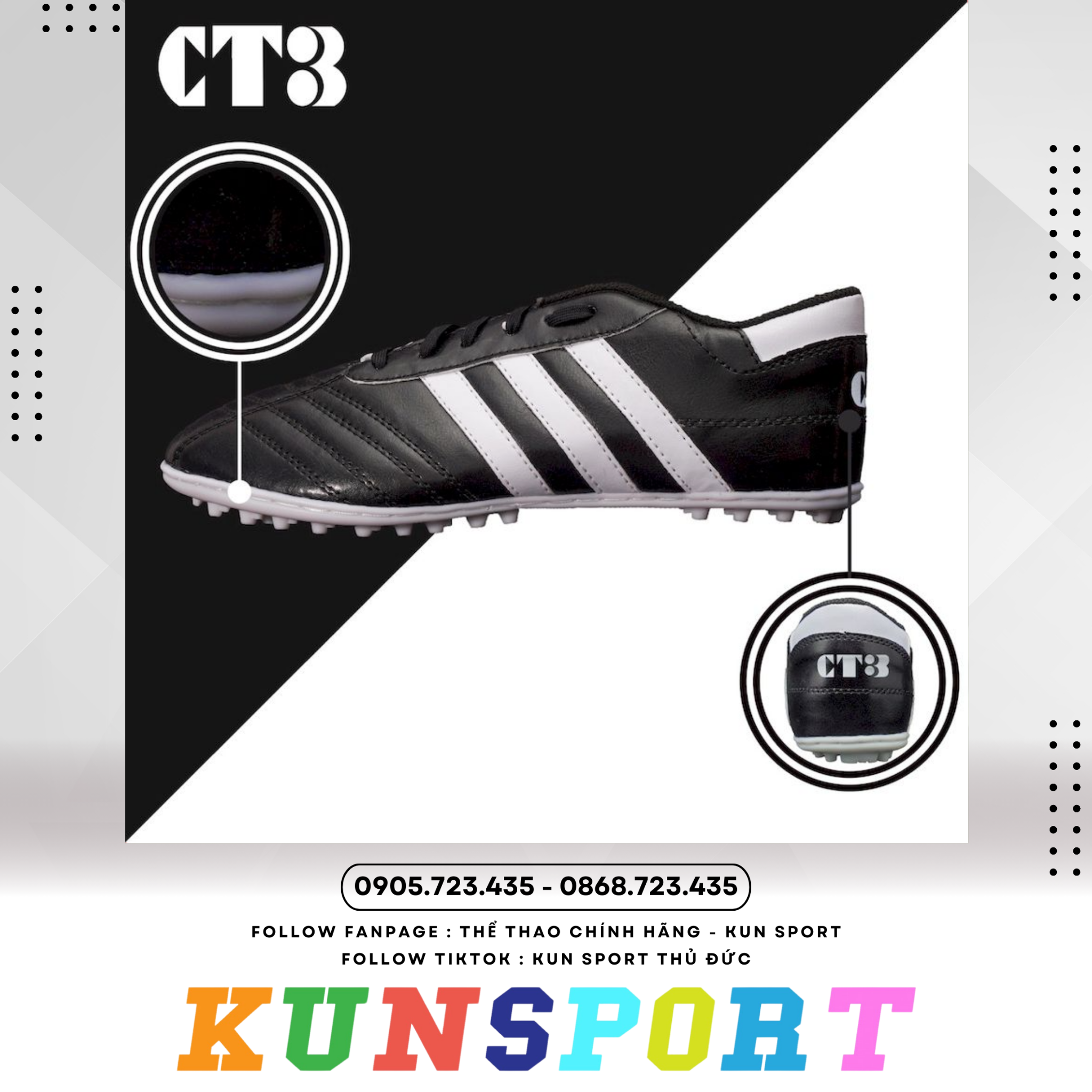  Giày đá banh 3 Sọc CT3 Size_nhỏ 