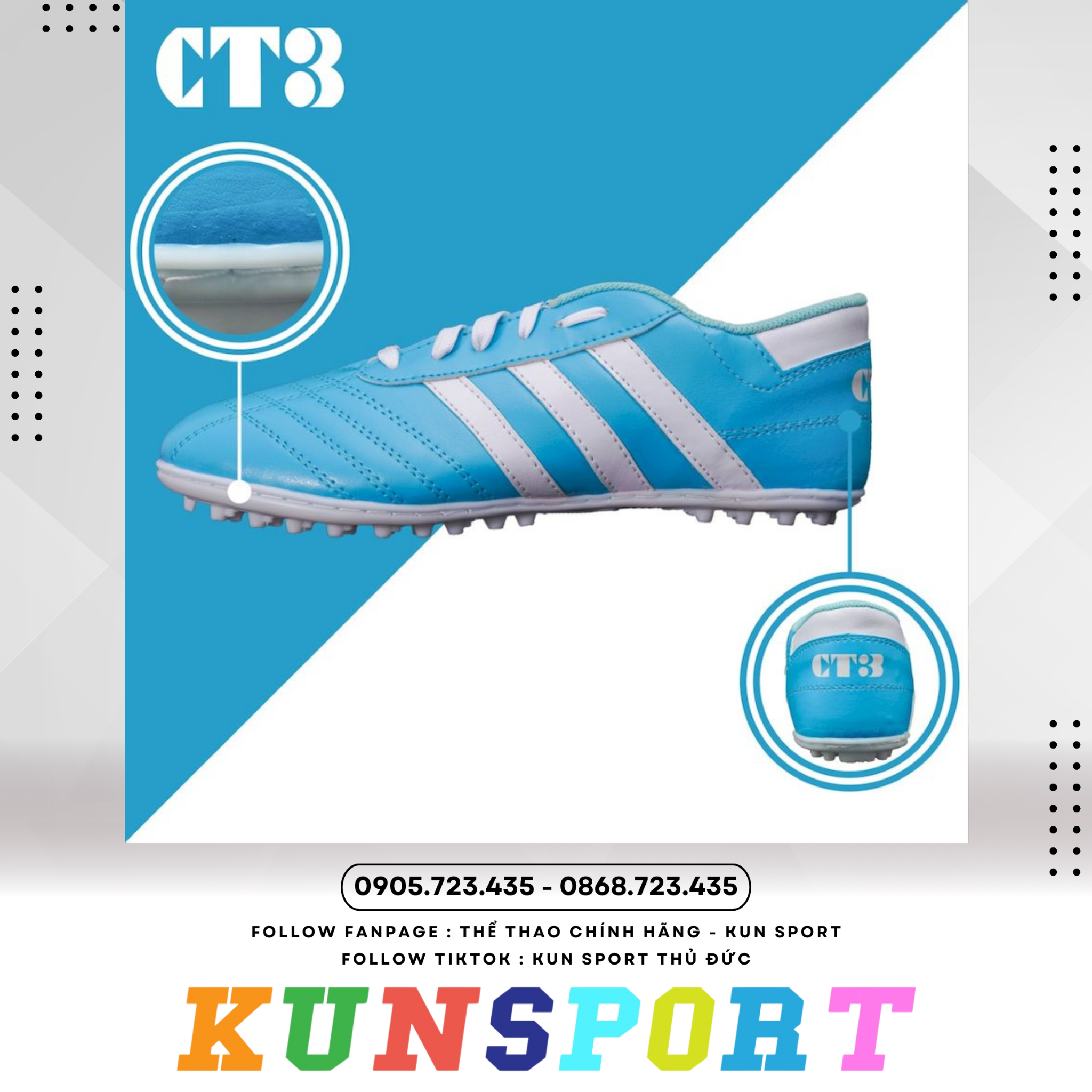  Giày đá banh 3 Sọc CT3 Da_trơn 