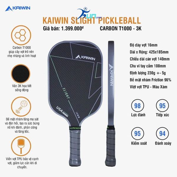  Vợt Pickleball KAIWIN SLIGHT CARBON T1000-3K 