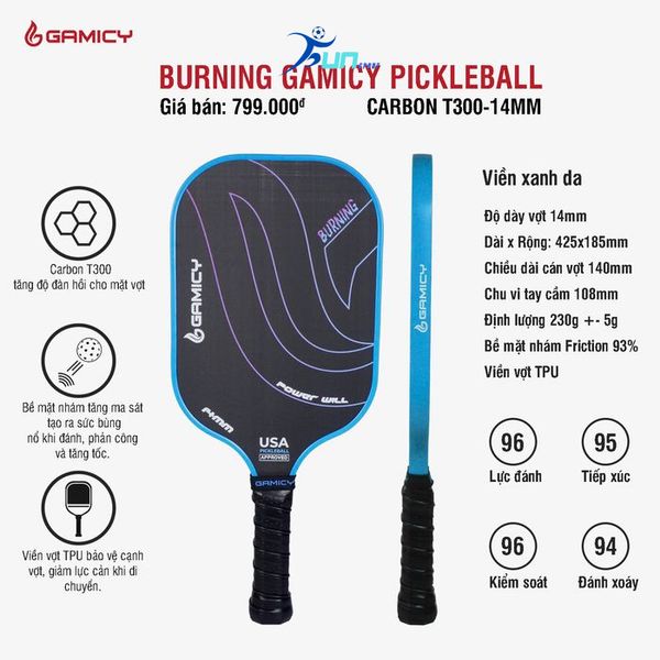  Vợt Pickleball Gamicy Burning T300 