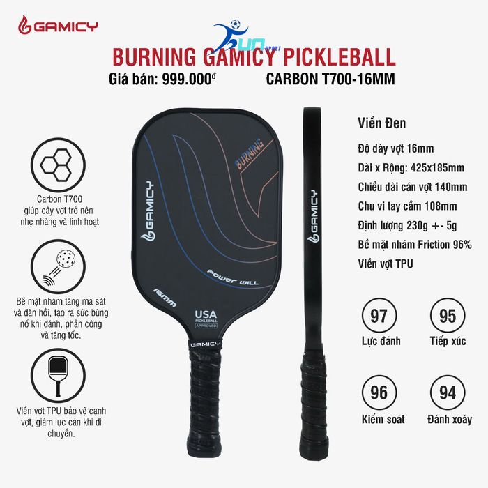  Vợt Pickleball Gamicy Burning T700 