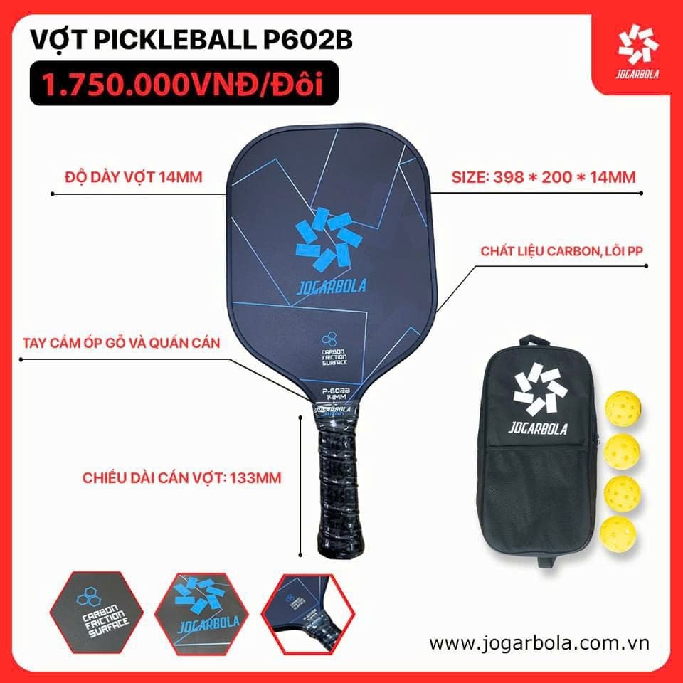  Bộ 2 vợt pickleball Jogarbola P-602 (kèm 4 bóng và túi đựng) 