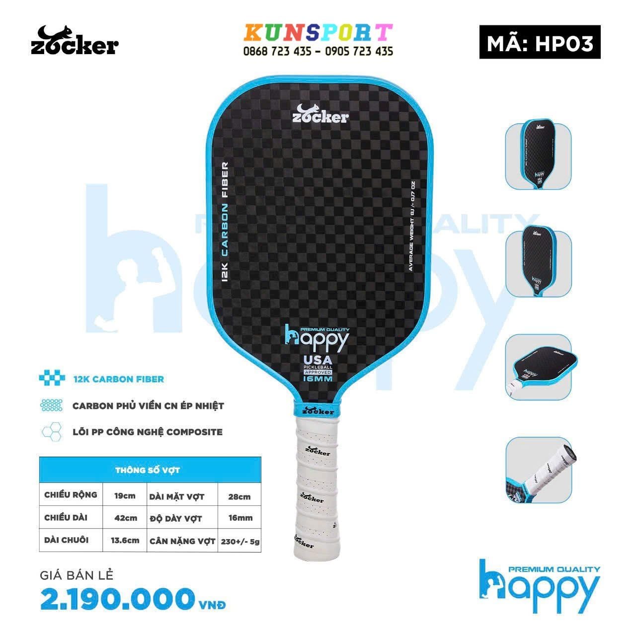  Vợt Pickleball Zocker Happy HP03 Premium 