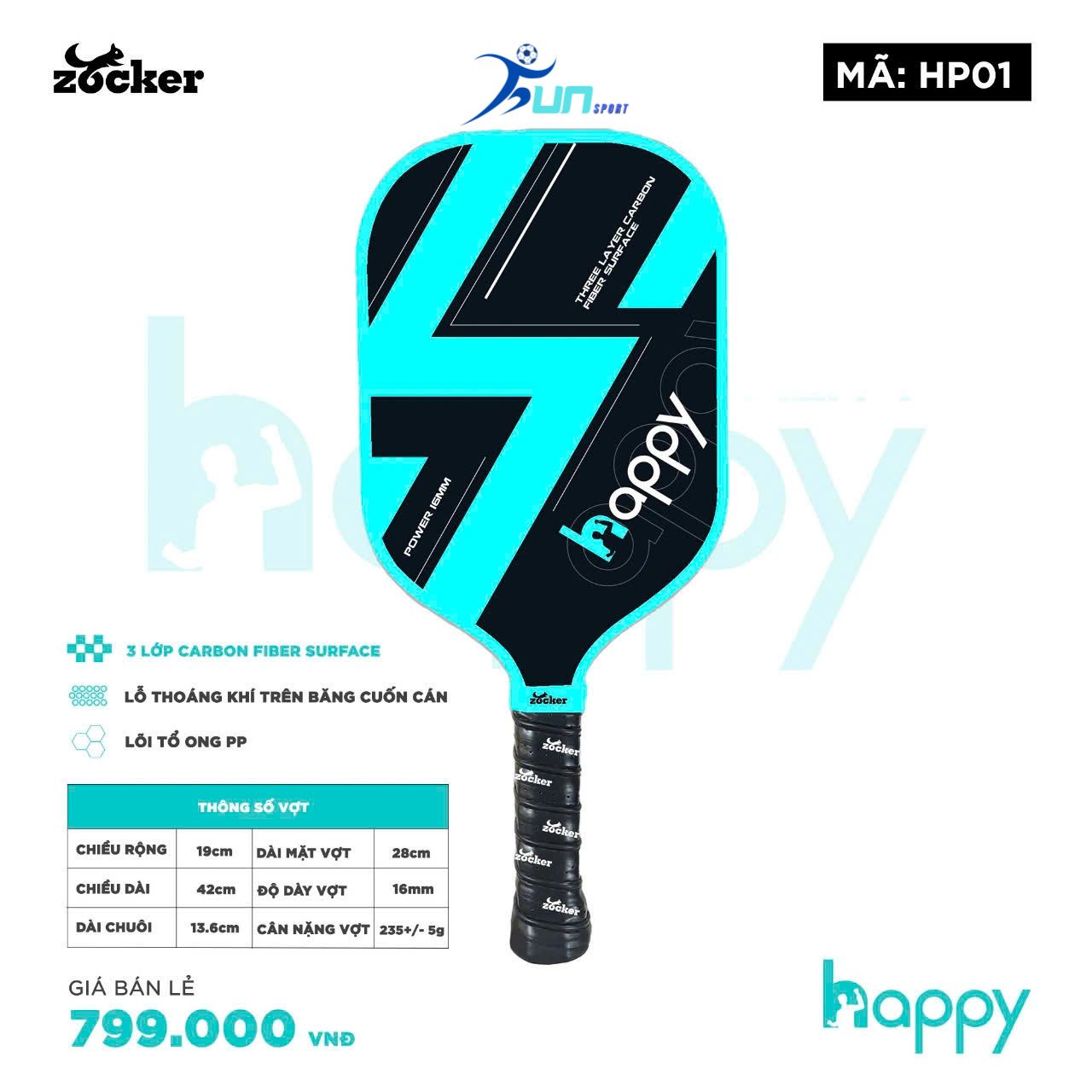  Vợt Pickleball Zocker Happy HP01 Standard 