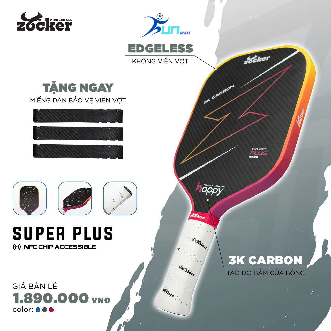  Vợt Pickleball Zocker HP02 Plus Super Quality Gradient 