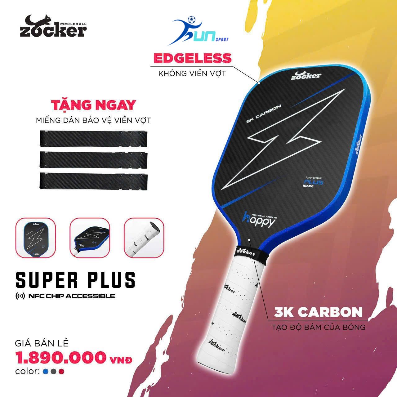  Vợt Pickleball Zocker HP02 Plus Super Quality Gradient 
