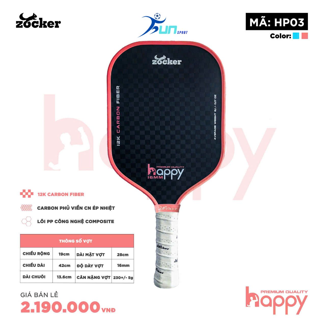  Vợt Pickleball Zocker Happy HP03 Premium 