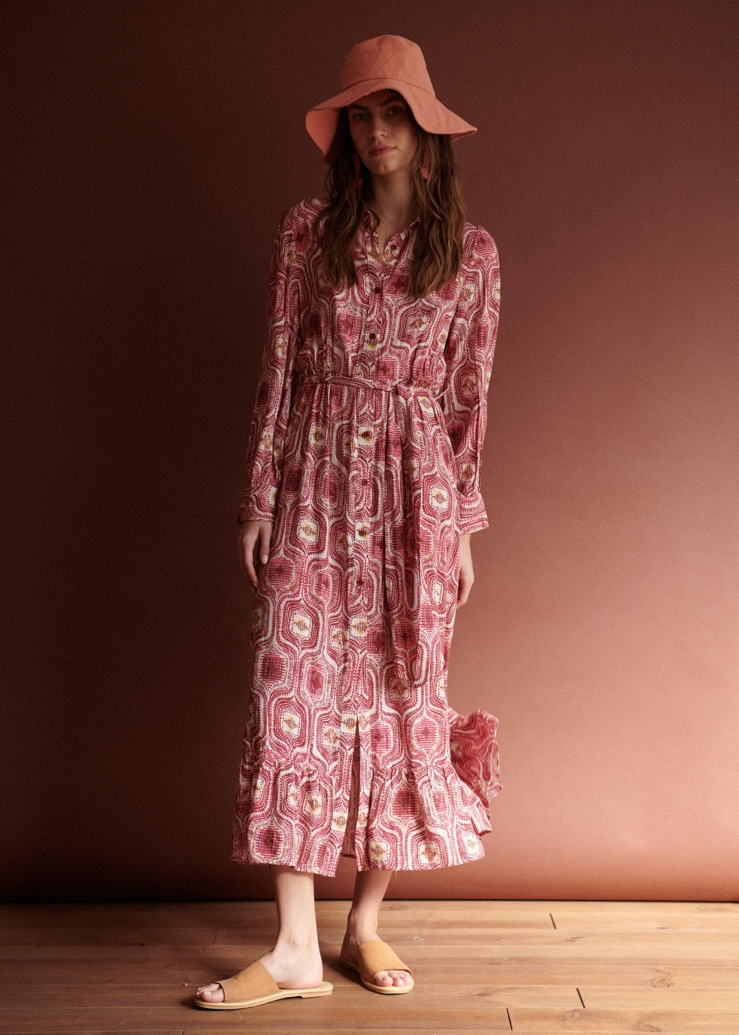 Đầm Maxi Sơ Mi Tay Dài Cotton Luna Llena