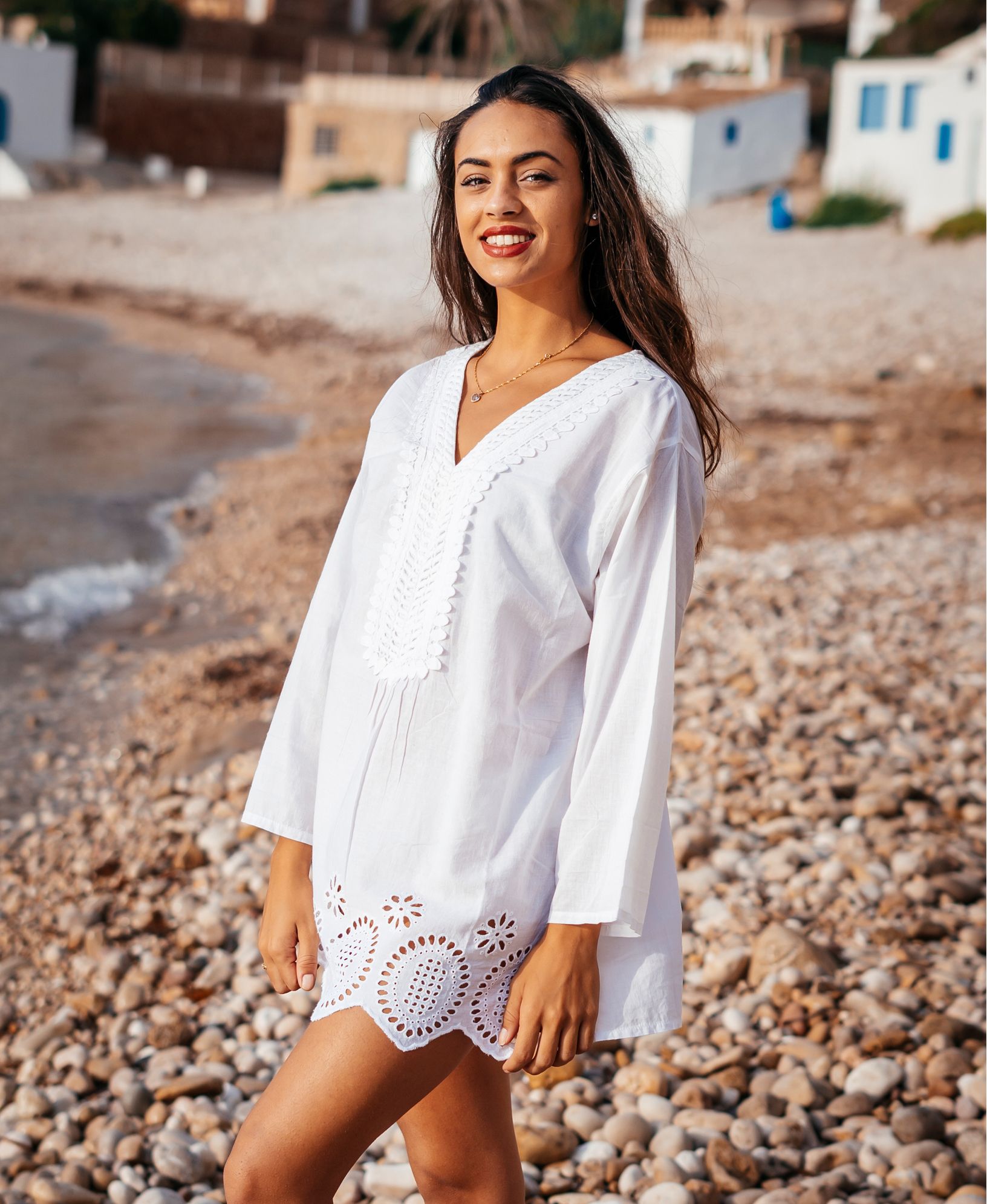 Áo Trắng Thêu Cotton Isla Bonita