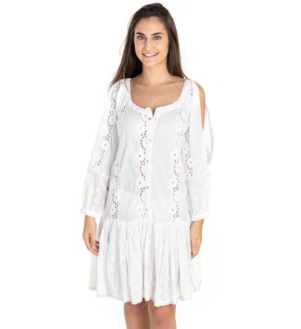  Đầm Trắng Boho Cotton Isla Bonita 