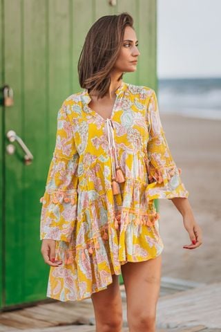  Đầm Boho Kết Cườm Cotton Isla Bonita 