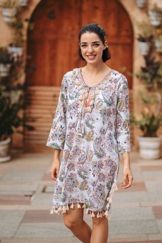  Đầm Boho Phối Ren Cotton Isla Bonita 