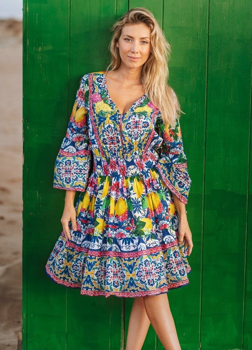 Đầm Boho Kết Cườm Lấp Lánh Cotton Isla Bonita