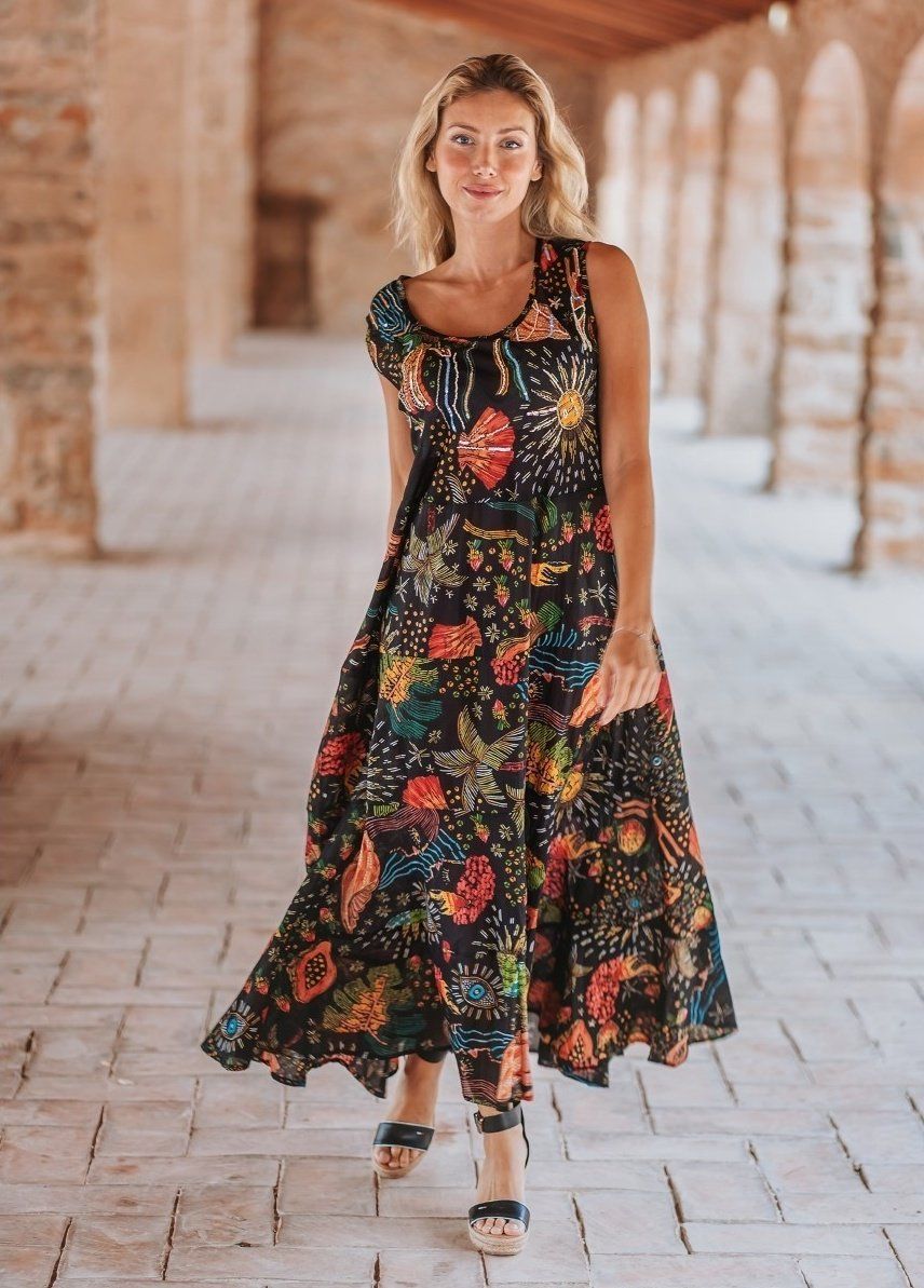 Maxi Hoa  Kết Cườm Cotton Isla Bonita