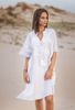 Đầm Cánh Dơi Trắng Vẽ Ánh Bạc Kết Cườm Cotton Isla Bonita