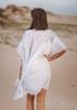 Đầm Cánh Dơi Trắng Vẽ Ánh Bạc Kết Cườm Cotton Isla Bonita