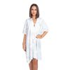 Đầm Cánh Dơi Trắng Vẽ Ánh Bạc Kết Cườm Cotton Isla Bonita