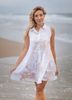 Đầm Sơmi Trắng Vẽ Ánh Kim Kết Cườm Cotton Isla Bonita