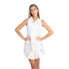 Đầm Sơmi Trắng Vẽ Ánh Kim Kết Cườm Cotton Isla Bonita