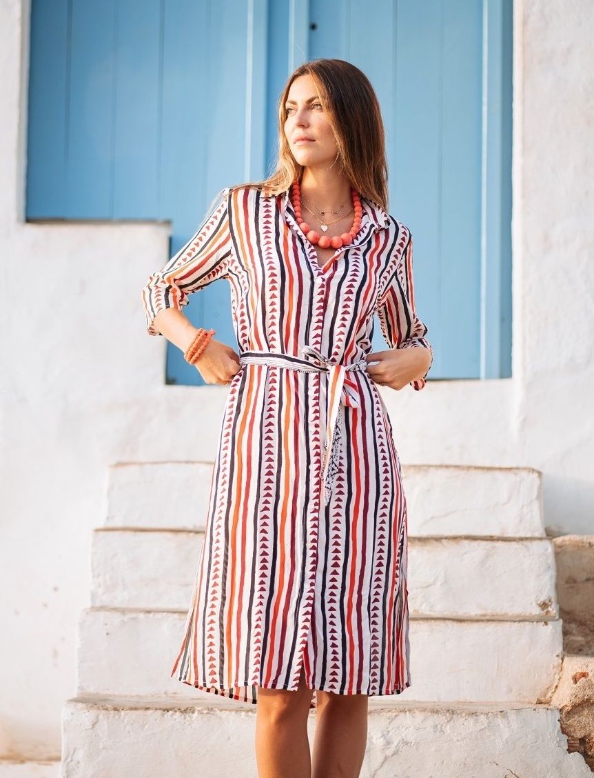 Đầm Sơmi Sọc Cotton Isla Bonita