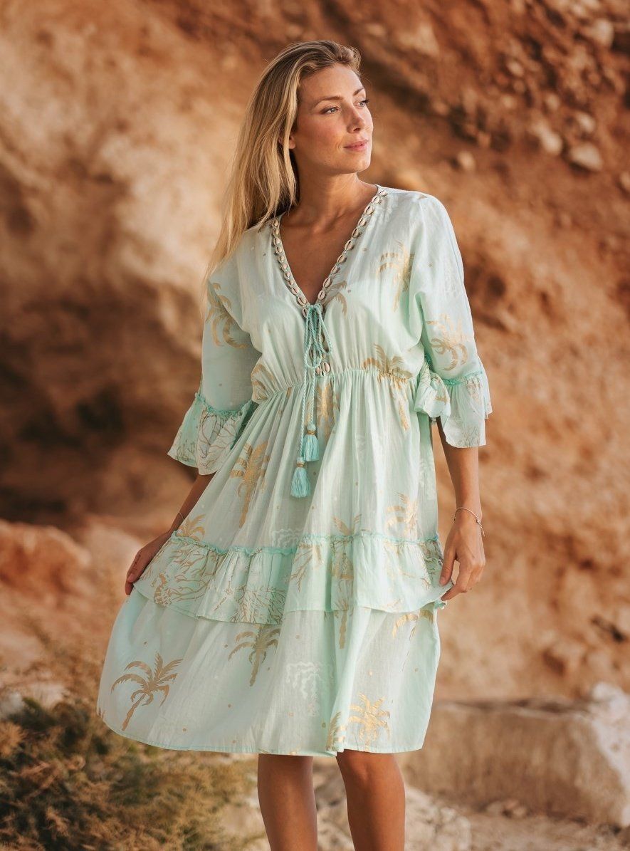 Đầm Kết Vỏ Sò Ánh Kim Cotton Isla Bonita