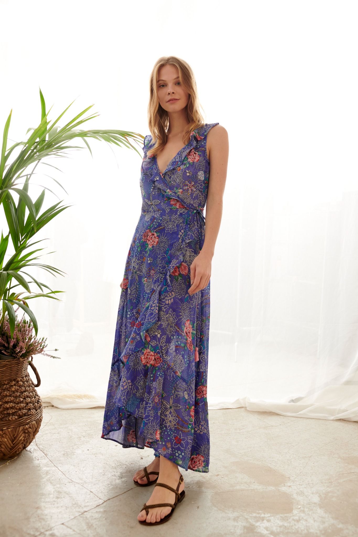 Đầm Maxi Đắp Chéo Cotton Luna Llena