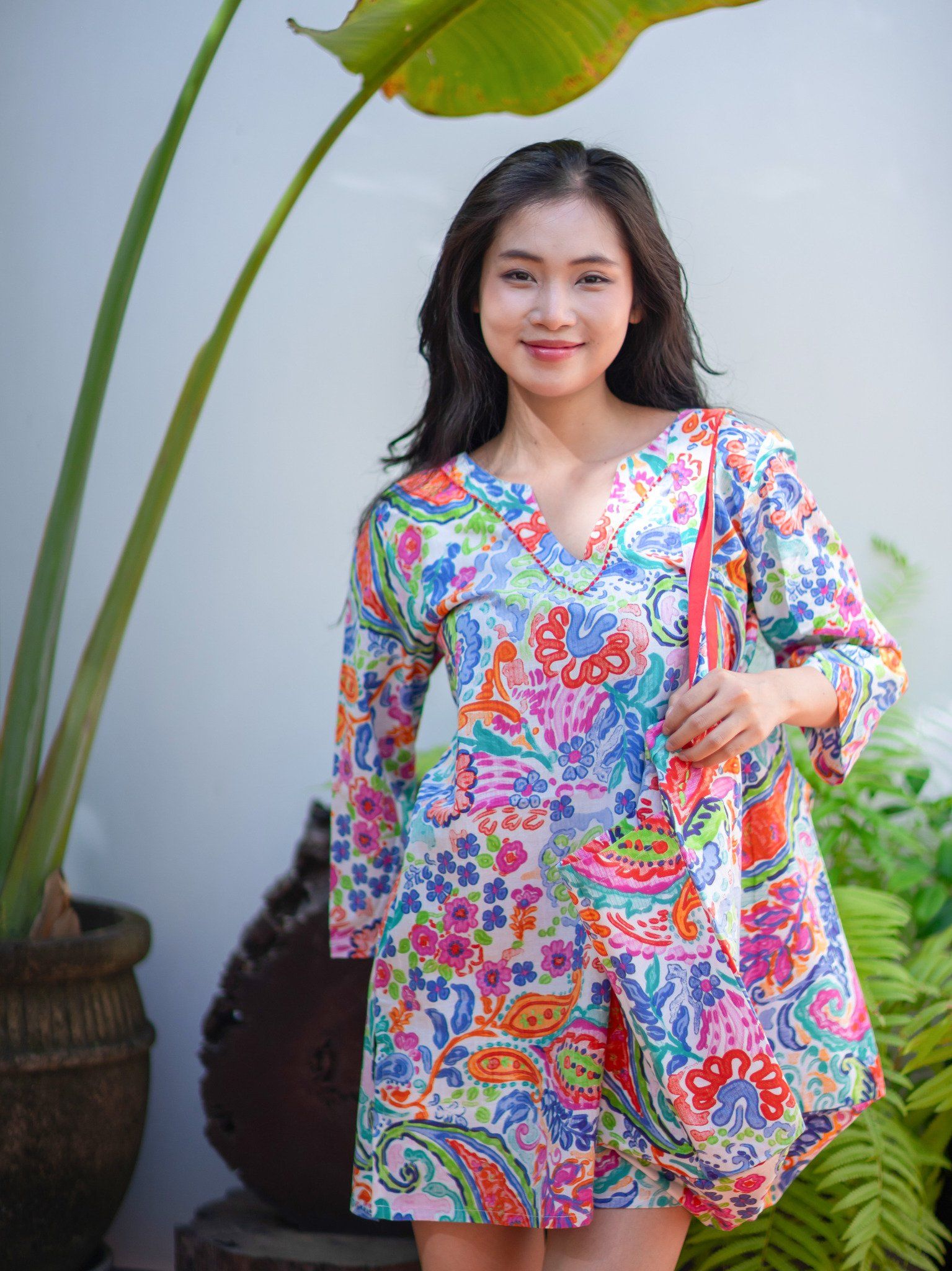 Đầm Xẻ Tà Thêu Cotton Isla Bonita