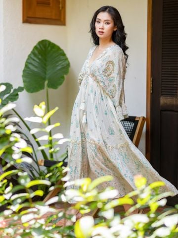  Maxi Kimono Kết Hạt Cotton Isla Bonita 