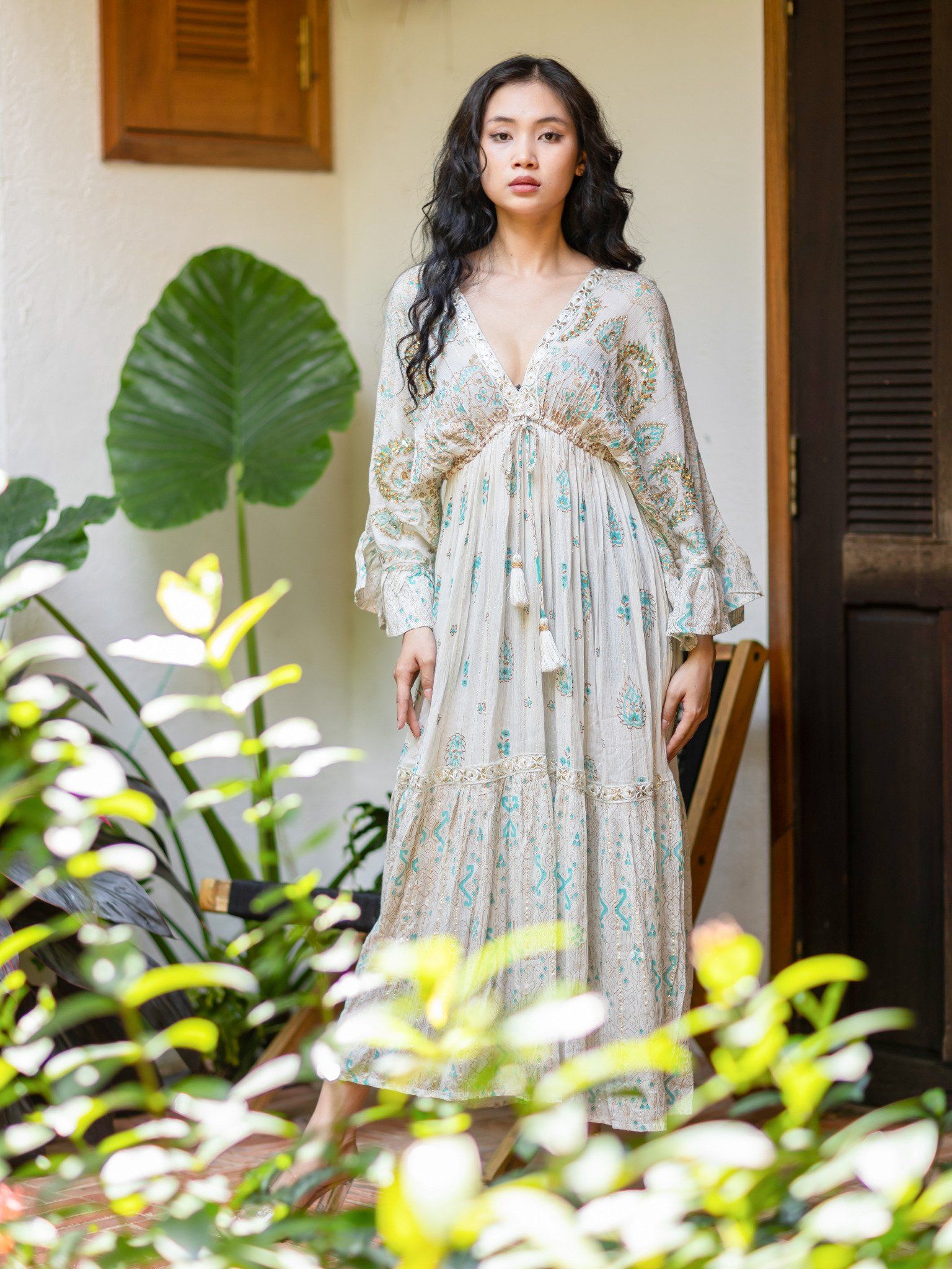 Maxi Kimono Kết Hạt Cotton Isla Bonita