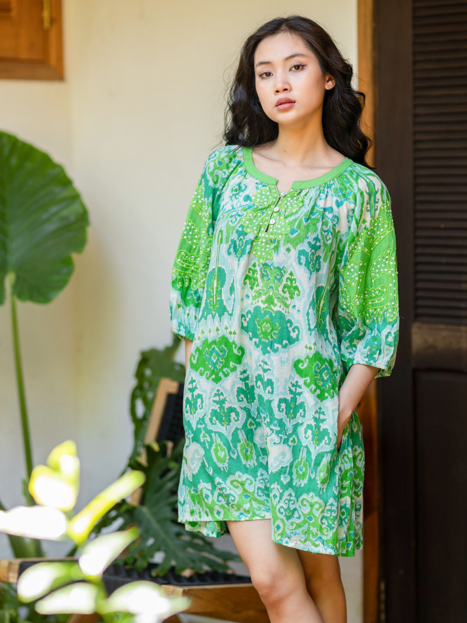 Đầm Boho Kết Hạt Cotton Isla Bonita