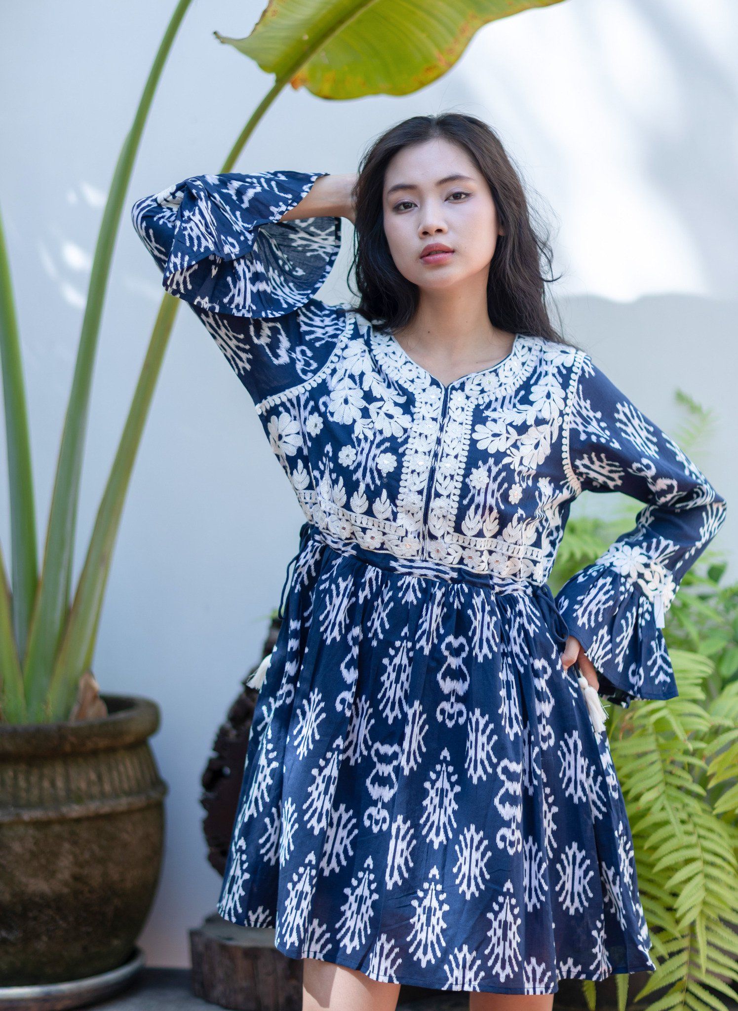 Đầm Boho Phối Ren Cotton Isla Bonita